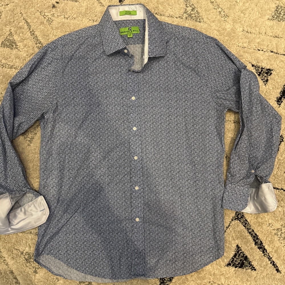 Bristol & Bull Mens XL Checkered Long Sleeve Button Up Shirt Pink Blue Navy